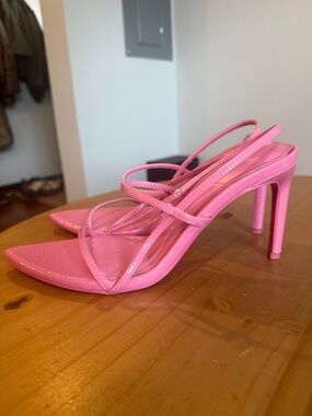Bershka Neon Pink Strappy Stiletto Heels